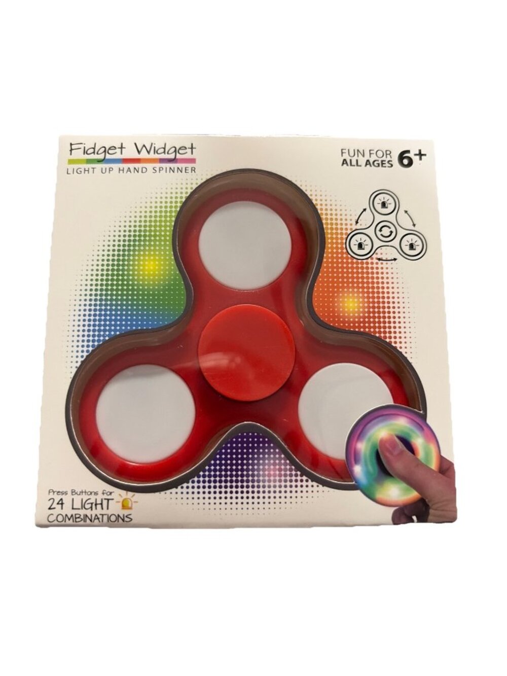 Fidget Widget Light-Up Hand Spinner Toy - 24 Light Combinations - Stress Relief